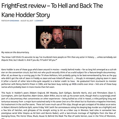 FrightFest review – To Hell and Back The Kane Hodder Story